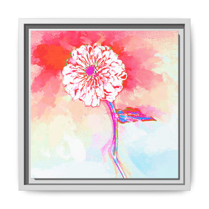 Zinnia Color Splash Matte Canvas Red Framed