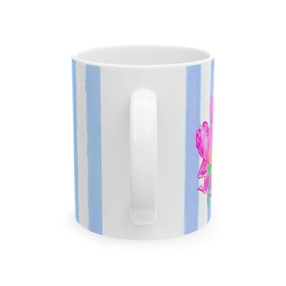 Dancing Tulips Mug Periwinkle Raspberry