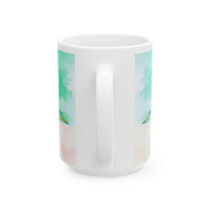 Zinnia Color Splash Mug Blue Green  “Dare to Love”