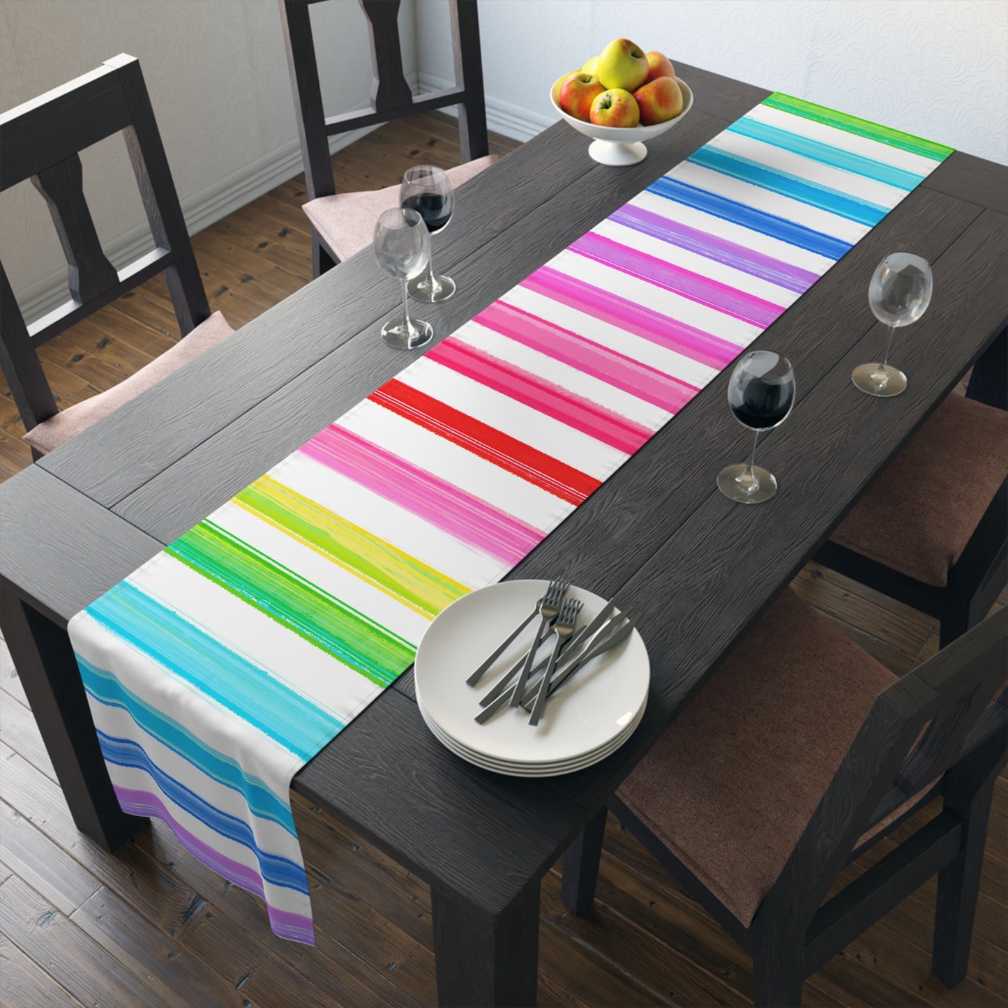 Watercolor Stripes Table Runner