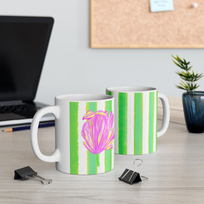 Dancing Tulips Mug Green Pink