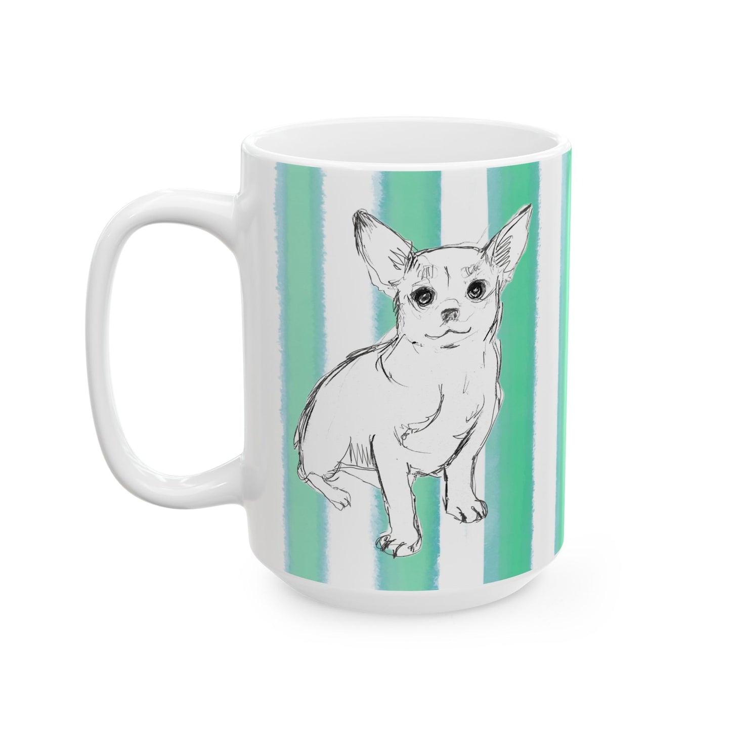 Dogi Fun Mug  with Aqua Green Stripes