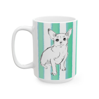Dogi Fun Mug  with Aqua Green Stripes