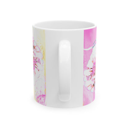 Zinnia Ceramic Mug Raspberry Orange "Flowers reflect the beauty of God's creation"