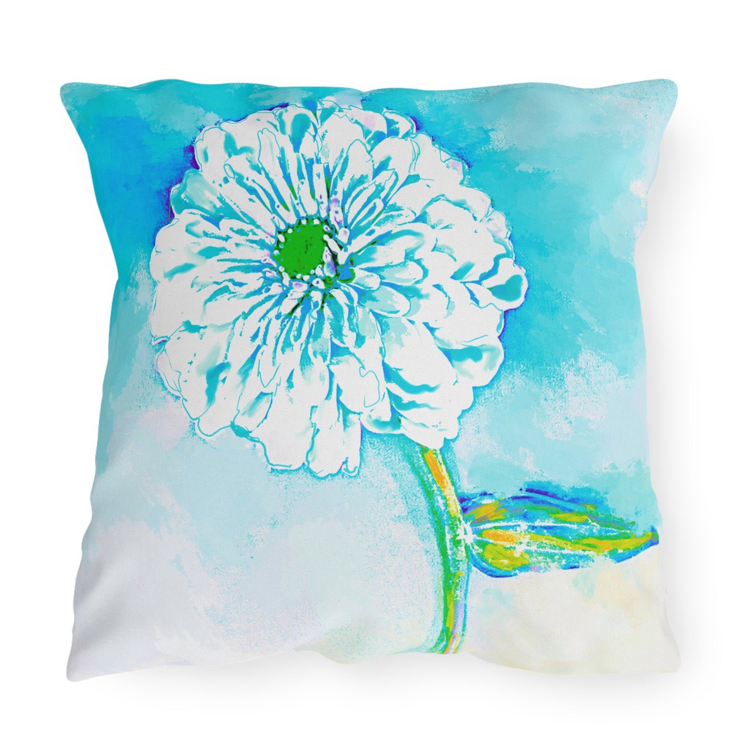 Outdoor Pillows Abstract Zinnia Color Story Aqua
