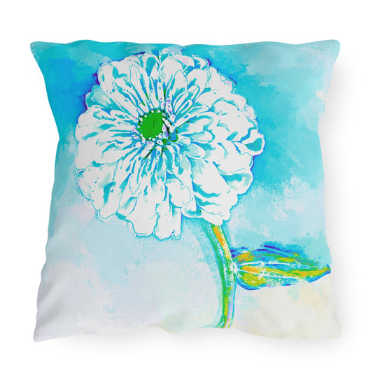 Outdoor Pillows Abstract Zinnia Color Story Aqua