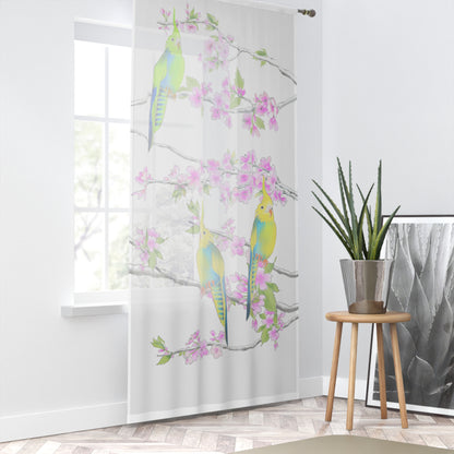 Window Treatments Sheer Curtain F Cherry Blossoms & Jolly Birds