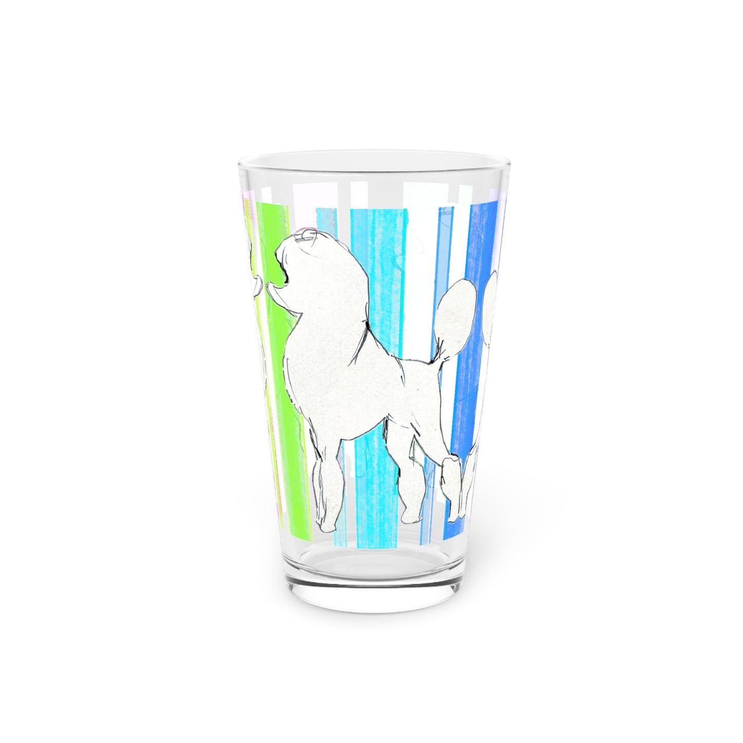 Dogi Butterfly Flutter Pint Glass, 16 oz (Multi-color) Poodle