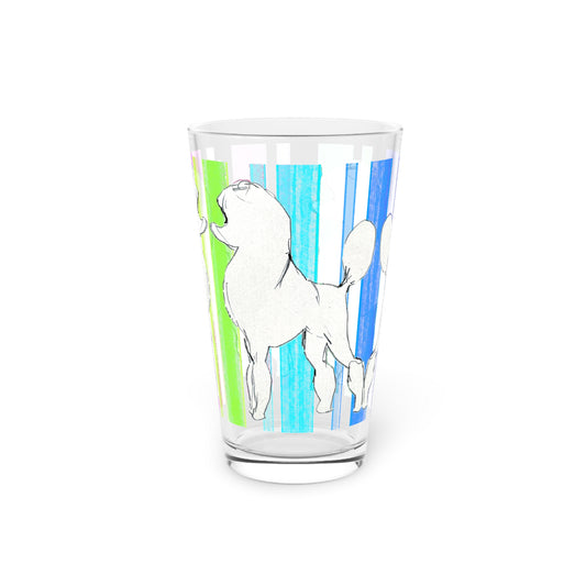 Dogi Butterfly Flutter Pint Glass, 16 oz (Multi-color) Poodle