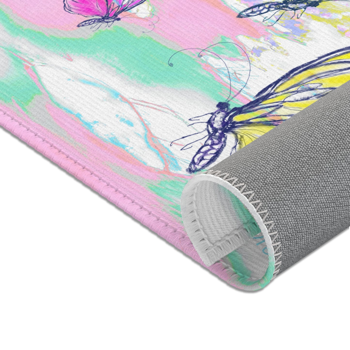 Joyful Landscapes and Butterflies Indoor Area Rug, Multi-colors