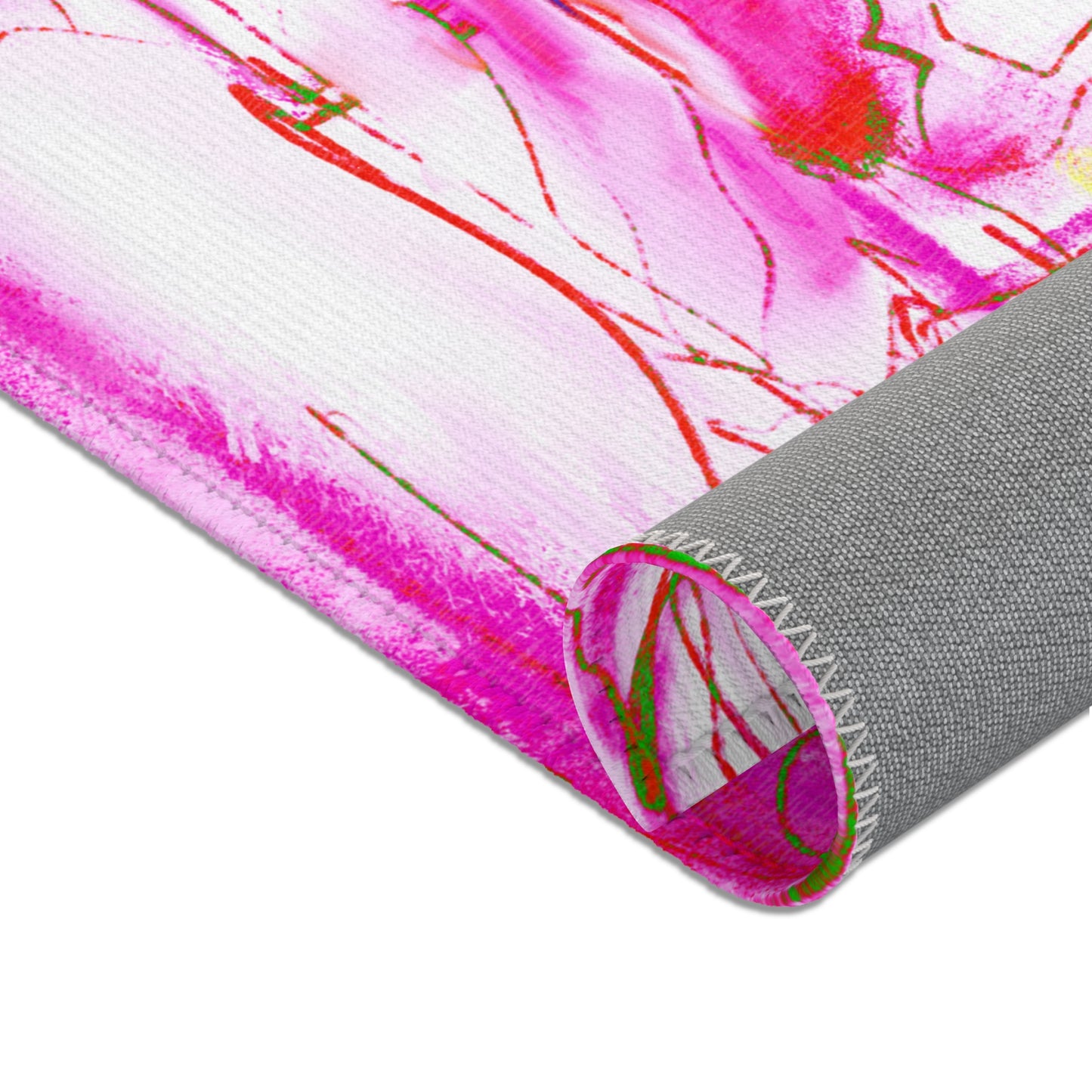 Inspirational Landscapes Indoor Rug in Red, "It's never too late" Pink, and Yellow