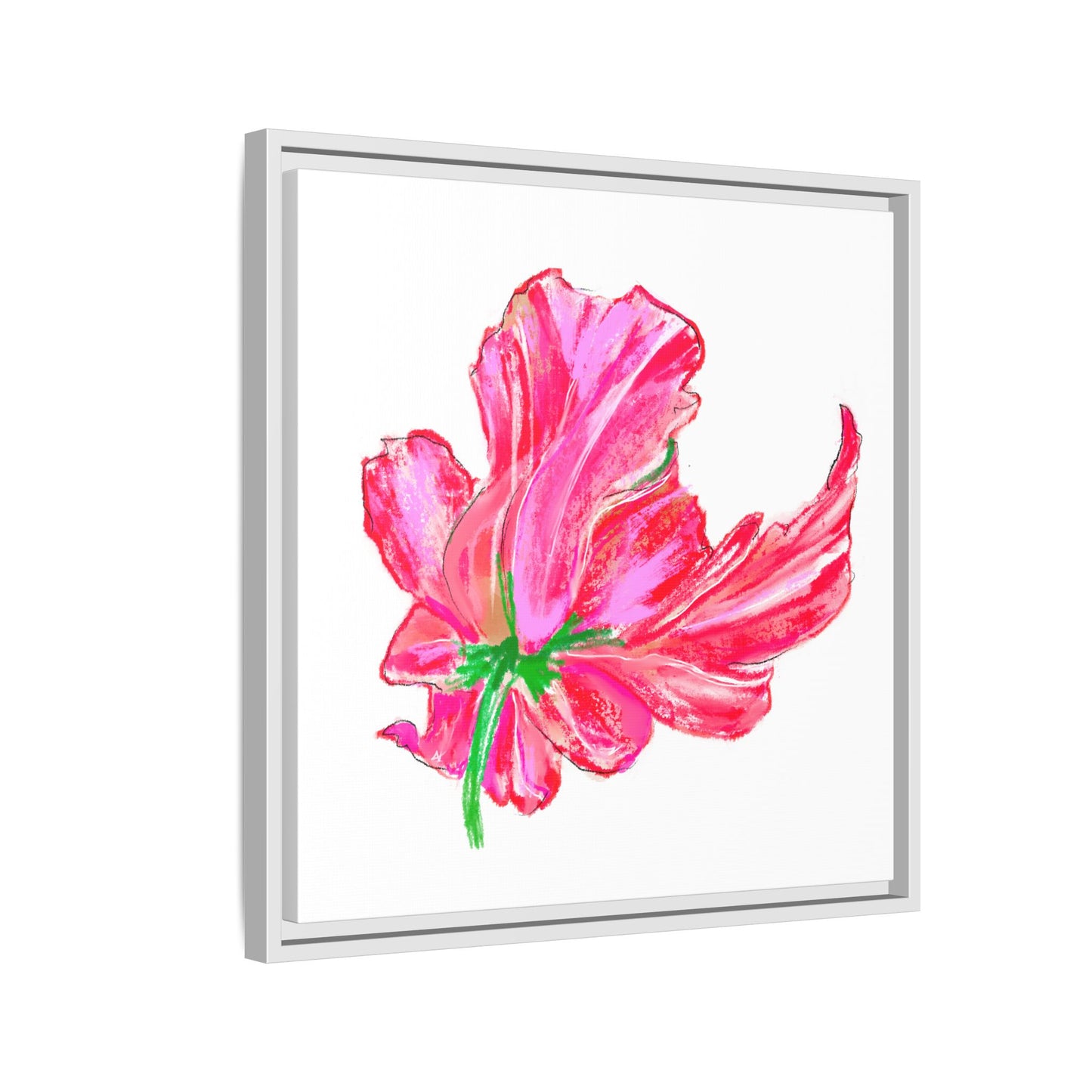 Dancing Tulips Matte Canvas, Framed (Multi-color) Pink Red