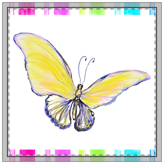 Butterfly Jive In Yellow with striped Border Napkins (set of 4), polyester