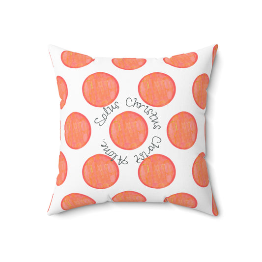 Polka Dot Joy Polyester Square Pillow “Solus Christus…”