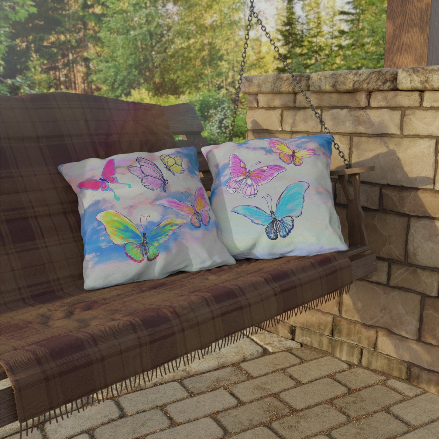 Outdoor Pillows Fluttering Butterflies C