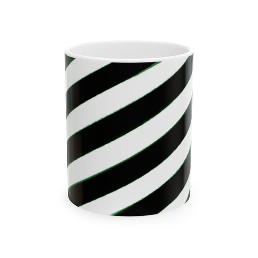 Diagonal Stripe Ceramic Mug in Black, 11oz