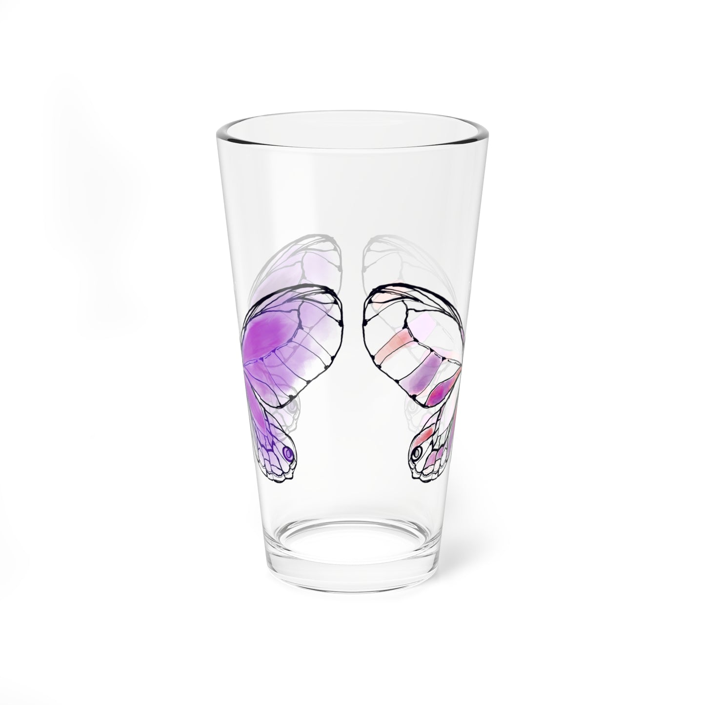 Mixing Glass, 16oz Butterfly Colorful Watercolor