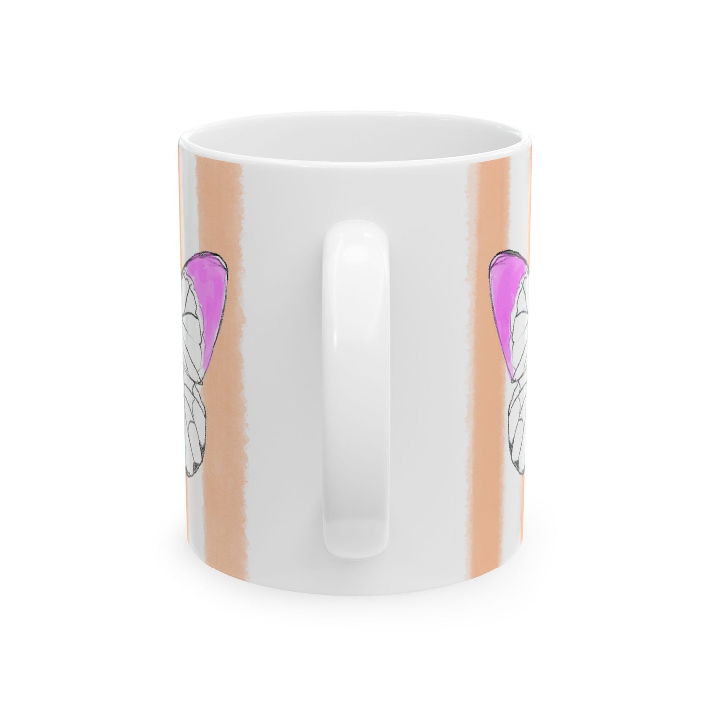 Butterfly Chroma Ceramic Mug in Lavender with Orange Stripes, 11oz