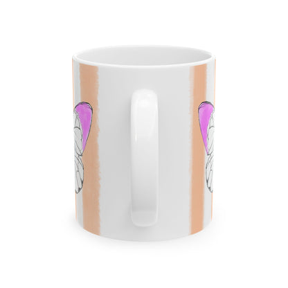 Butterfly Chroma Ceramic Mug in Lavender with Orange Stripes, 11oz