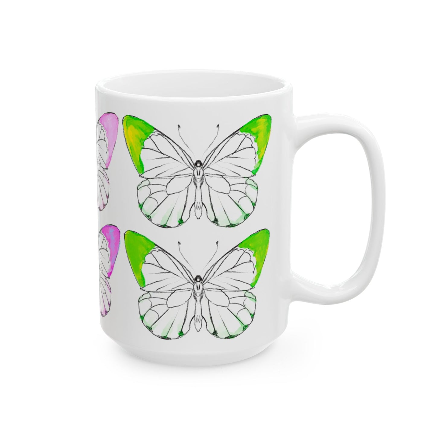 Chroma Ceramic Mug, (11oz, 15oz) yellow pink green