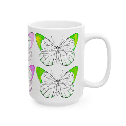 Chroma Ceramic Mug, (11oz, 15oz) yellow pink green