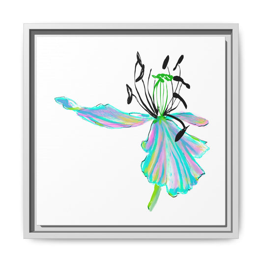 Dancing Tulips Matte Canvas, Framed (Multi-color) Aqua Blue