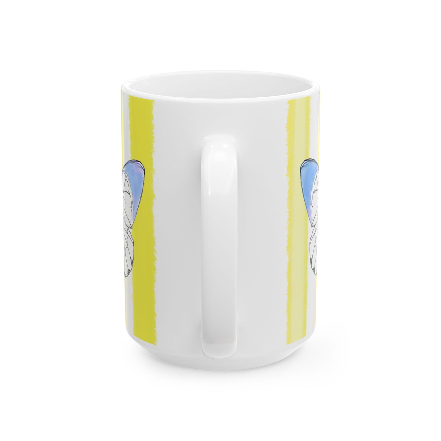 Butterfly  Chroma Ceramic Mug in Periwinkle with Yellow Stripes