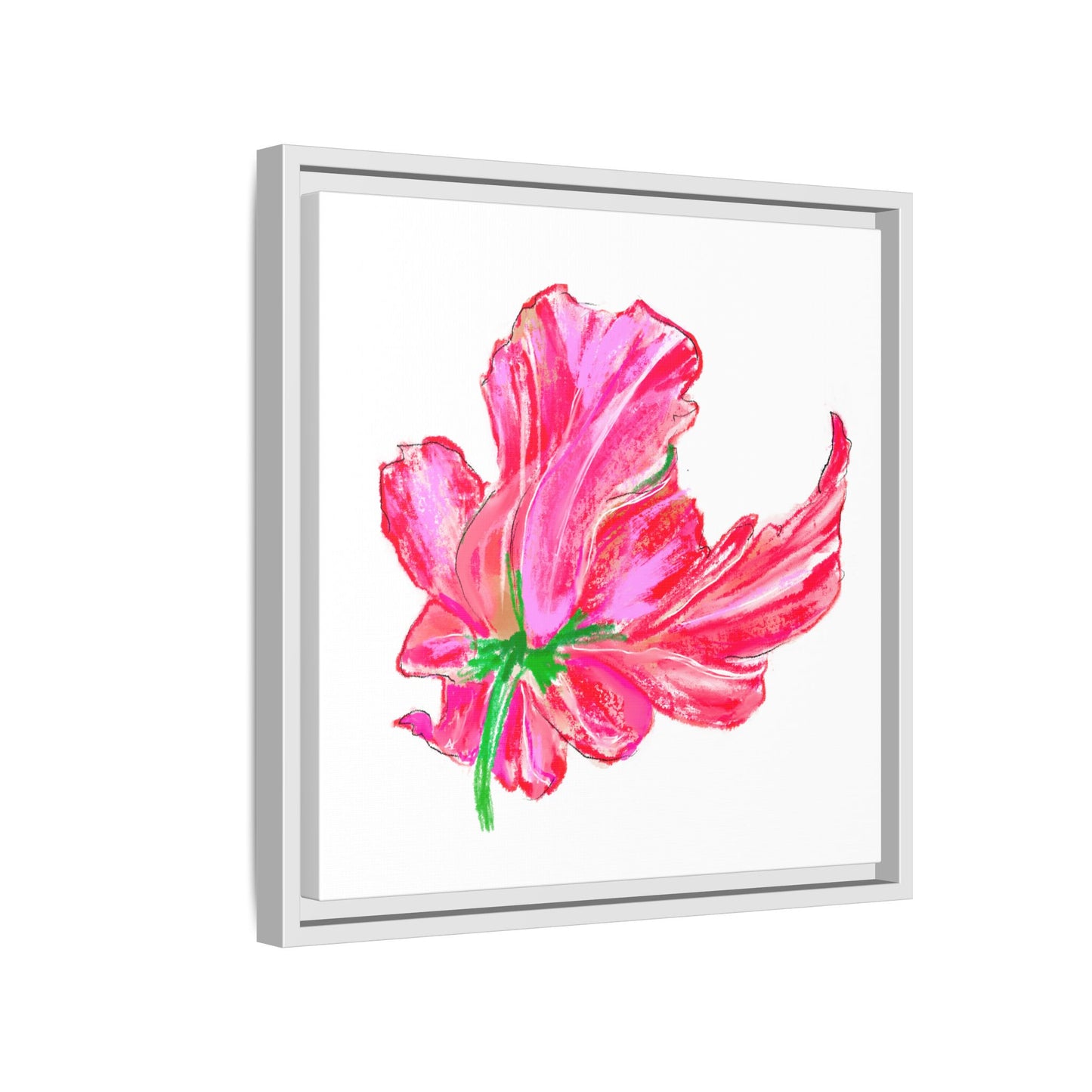Dancing Tulips Matte Canvas, Framed (Multi-color) Pink Red