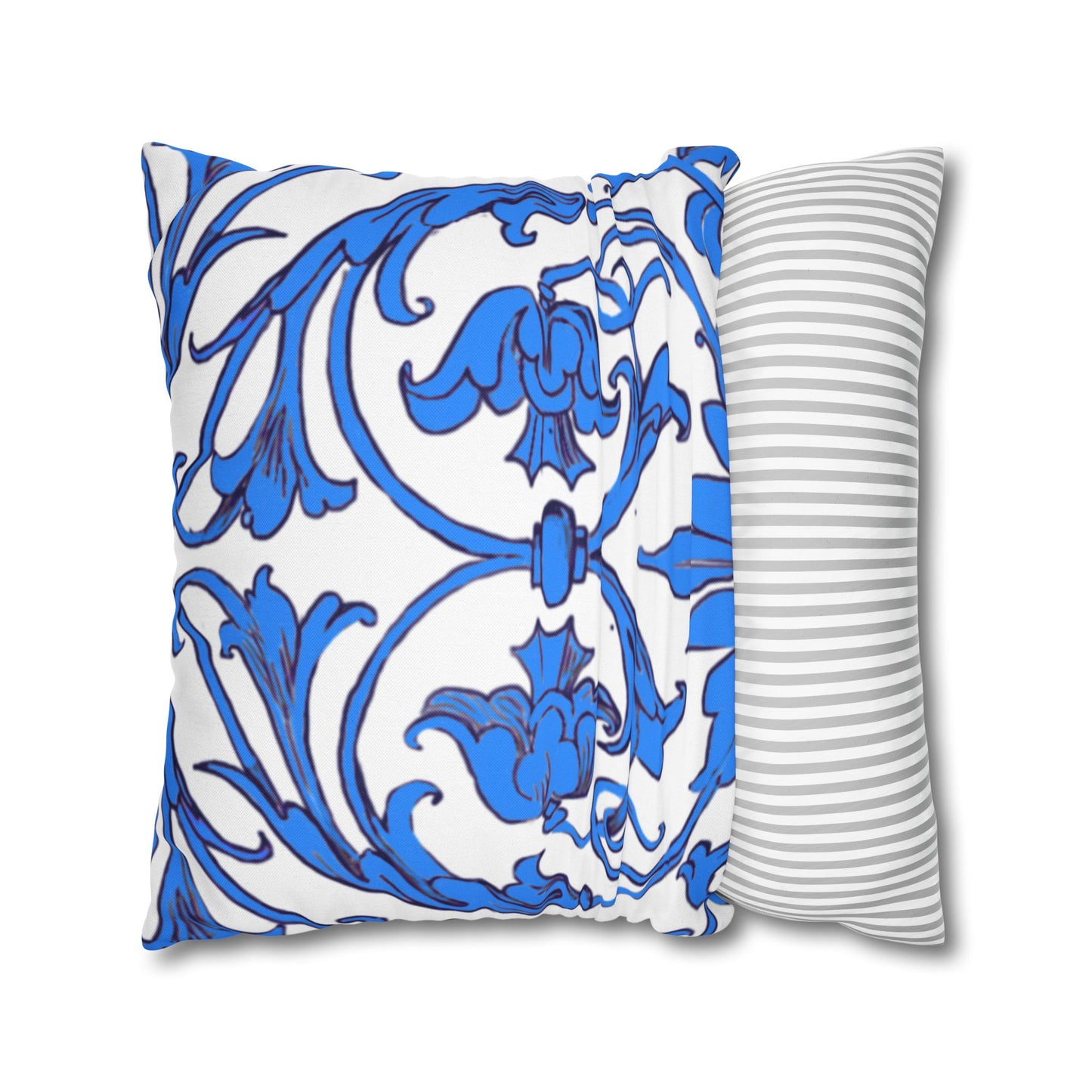 Blue and White Porcelain Square Pillowcase