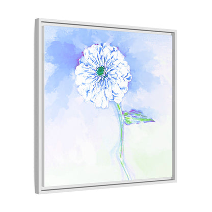 Zinnia Color Splash Matte Canvas Soft Blue Framed