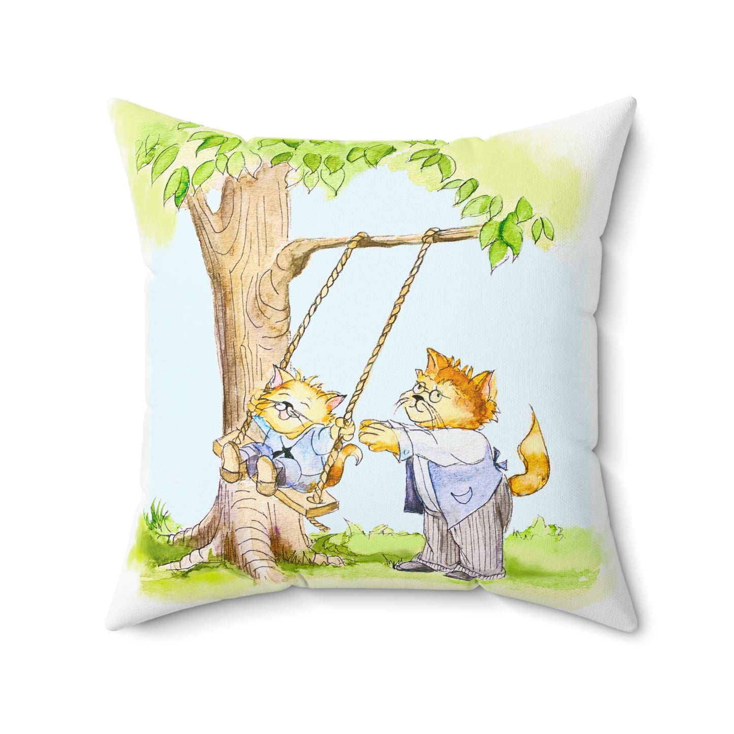 Kitty Fun Polyester Square Pillow "...for the Lord does not see..."