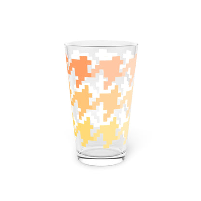 Houndstooth Fun in Orange Pint Glass, 16oz