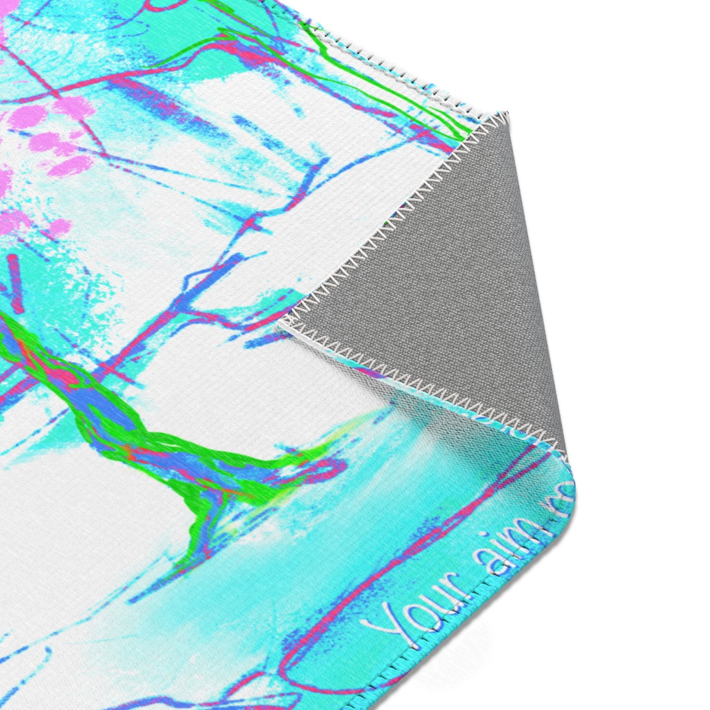 Inspirational Landscapes Indoor Rug, 'Your aim matters", Aqua and Purple