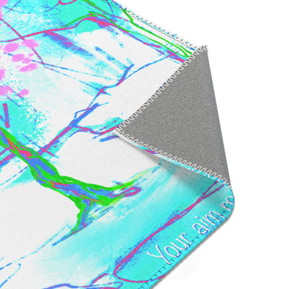 Inspirational Landscapes Indoor Rug, 'Your aim matters", Aqua and Purple