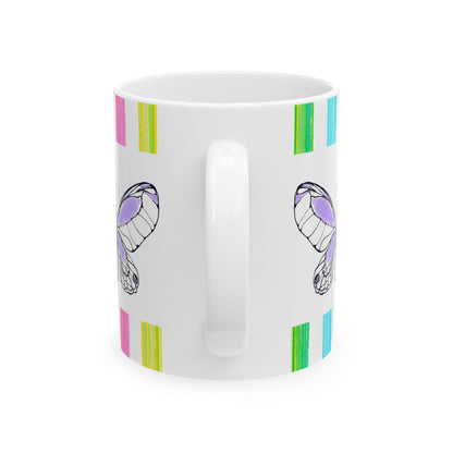 Mugs Butterfly Rainbow Stripe Ceramic Mug in Lavender