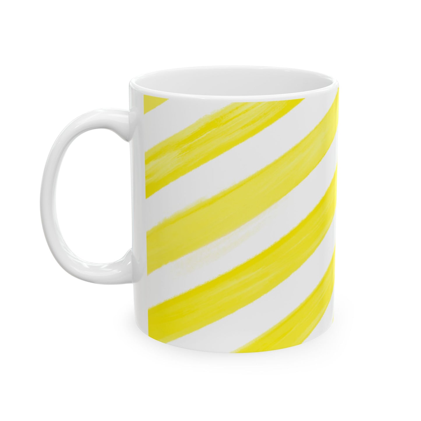 Diagonal Stripe Ceramic Mug in Medium Yellow, 11oz