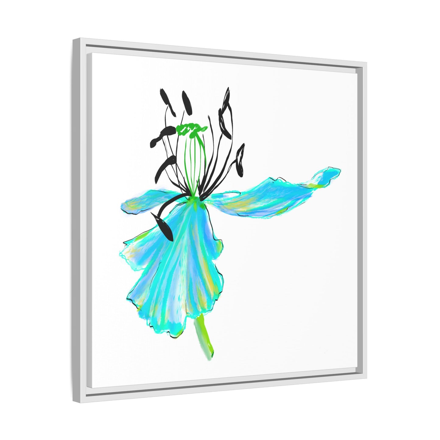 Dancing Tulips Matte Canvas, Framed Aqua