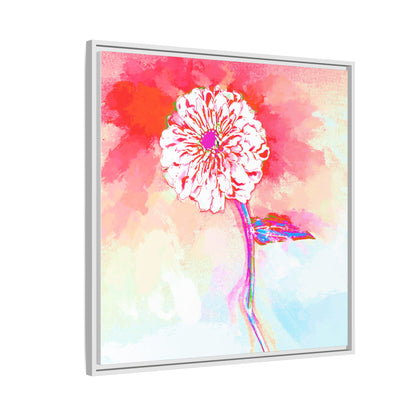 Zinnia Color Splash Matte Canvas Red Framed