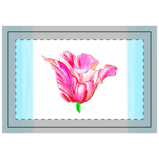 Tulip Love Polyester Quilted Placemat Raspberry and Pink with Blue Striped Edges