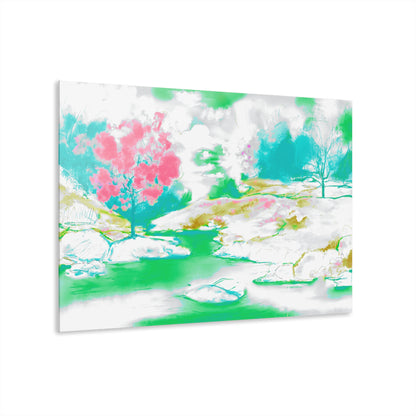Joyful Landscapes Acrylic Print in Pink and Green (French Cleat Hanging)