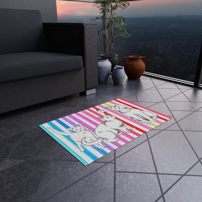 Kitty Fun Indoor/Outdoor Rug Aqua/blue