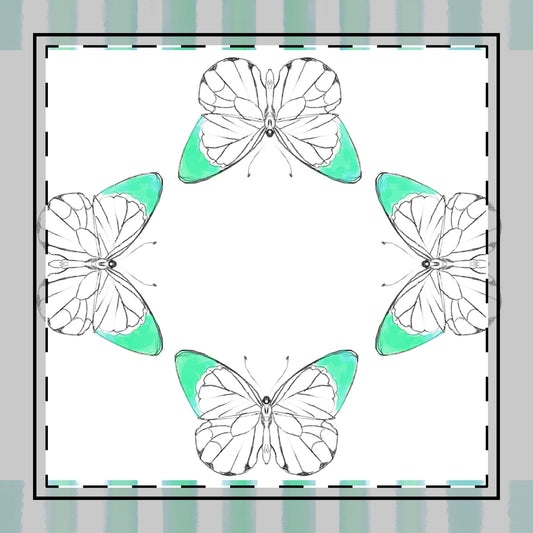 Butterfly Chroma Stripes Poly Twill Napkin, Blue/Green, Fabric Background Bright White