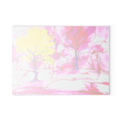 Glass Cutting Board Watercolor Landscape