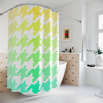 Houndstooth Fun Shower Curtains Yellow/green