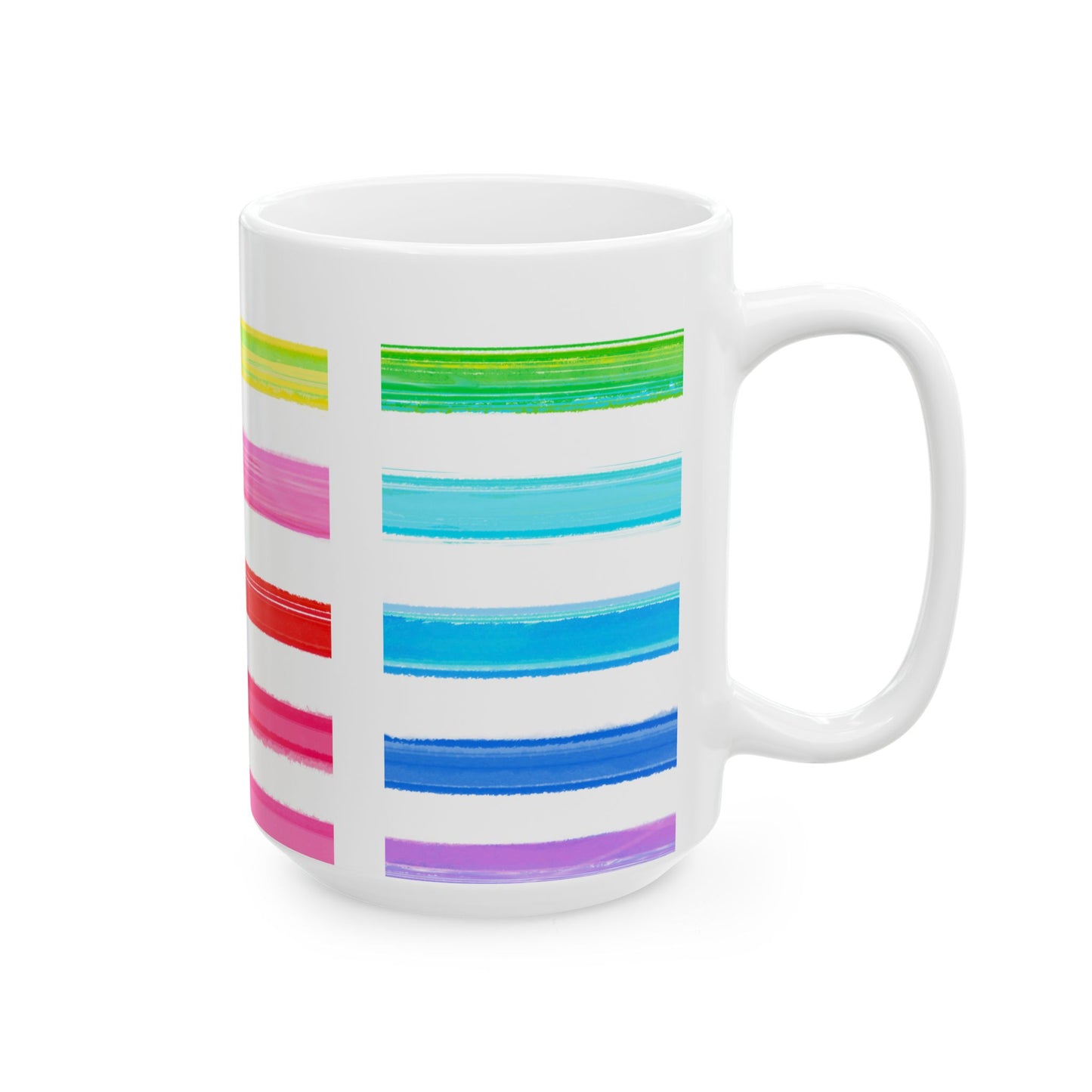 Mugs Watercolor Stripes Crayon Box Ceramic  Multi-color
