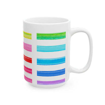 Mugs Watercolor Stripes Crayon Box Ceramic  Multi-color