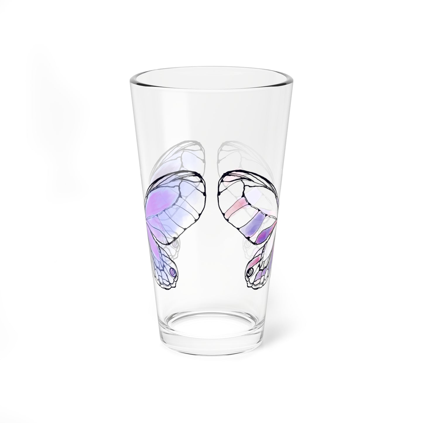 Mixing Glass, 16oz Butterfly Colorful Watercolor