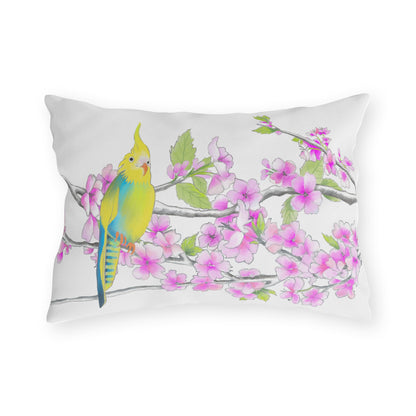 Outdoor Pillows Lumbar Birdies and Cherry Blossoms