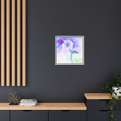 Zinnia Color Splash Matte Canvas Purple Framed