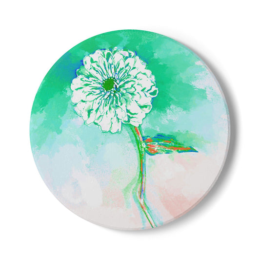 Zinnia Ceramic Coaster, Turquoise